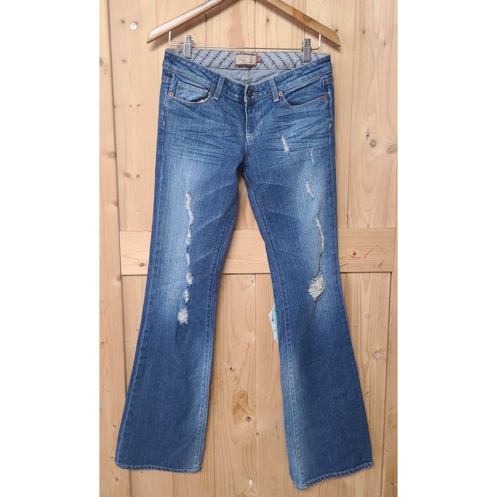 Paige Laurel Canyon Bootcut Jeans Womens 28 Blue Good Distressed Low Rise Flare